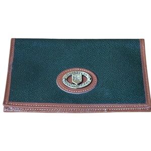 Vintage Burberrys of London Green Leather & Nova Check Wallet with Crest Logo